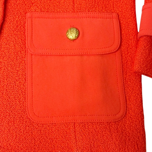 ST. JOHN Textured Knit Gold-Button Patch Pocket Blazer Jacket Orange Size 4 - Picture 8 of 12